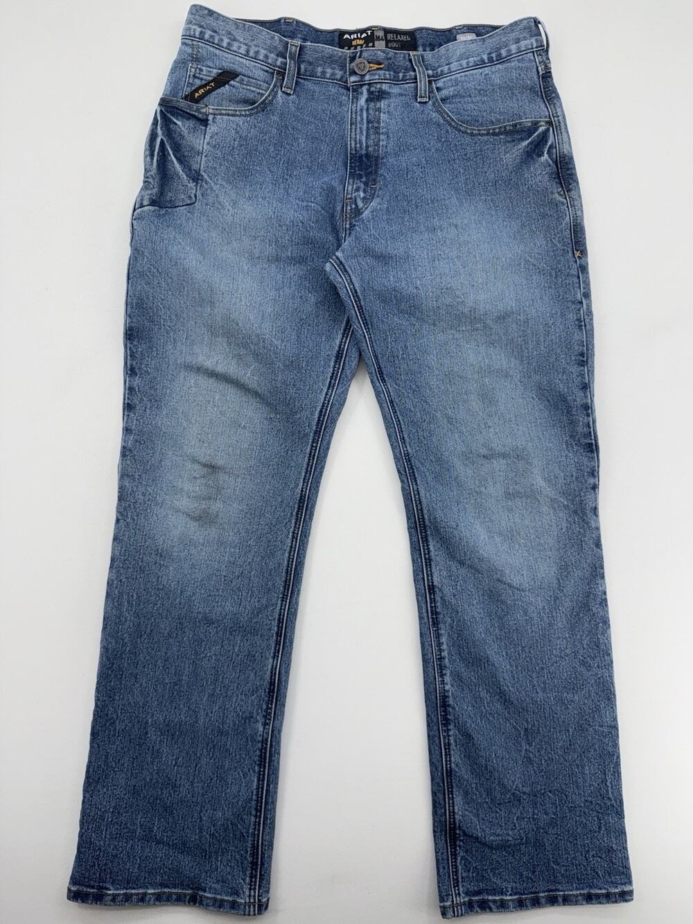 Ariat Rebar M4 Durastretch Relaxed Boot Jeans Mens 34 / 32 Blue Denim Workwear